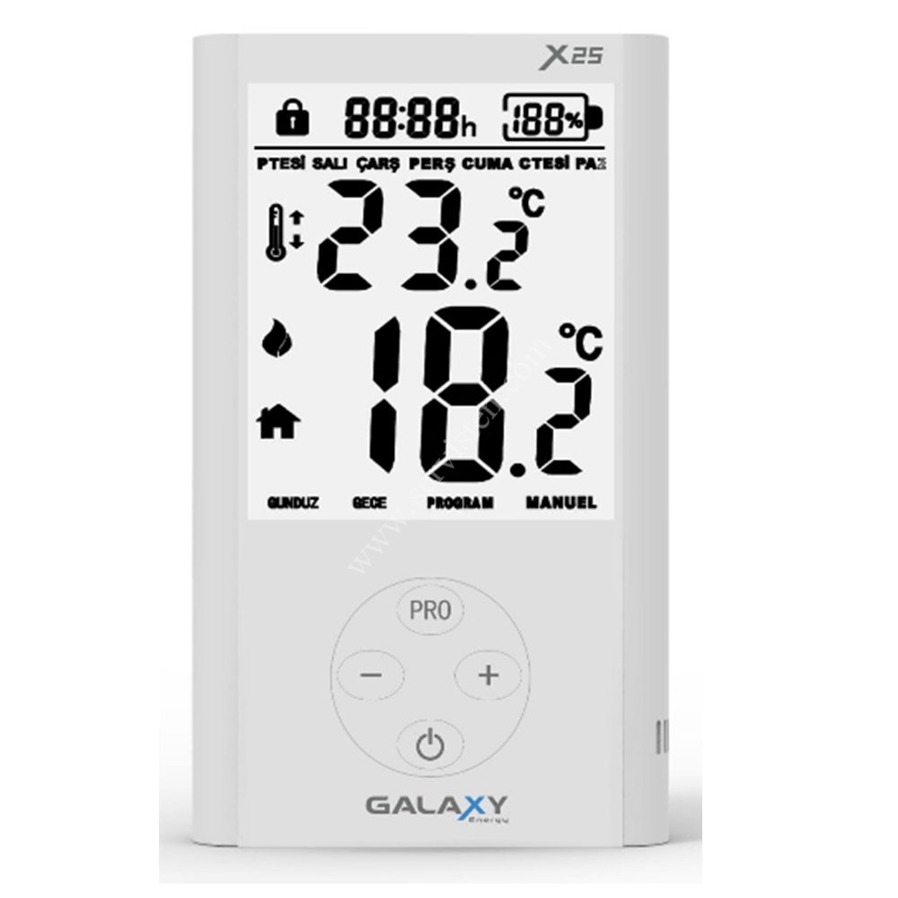 Galaxy Energy , X25 Beyaz , Kablosuz On/Off Dijital Oda Termostatı